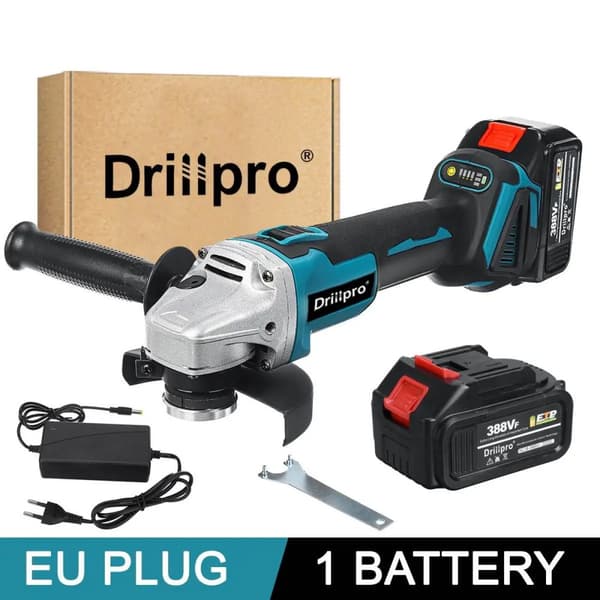 Kulmahiomakone, harjaton moottori, ergonominen muotoilu,EU Plug 1 Akun