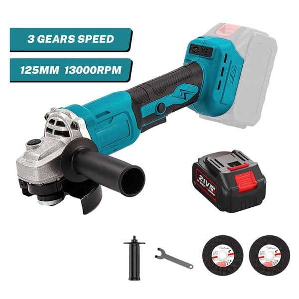 1000W Børsteløs Trådløs Vinkelsliber, 13000RPM Hastighed, 125mm Skivediameter,Med 1XBattery