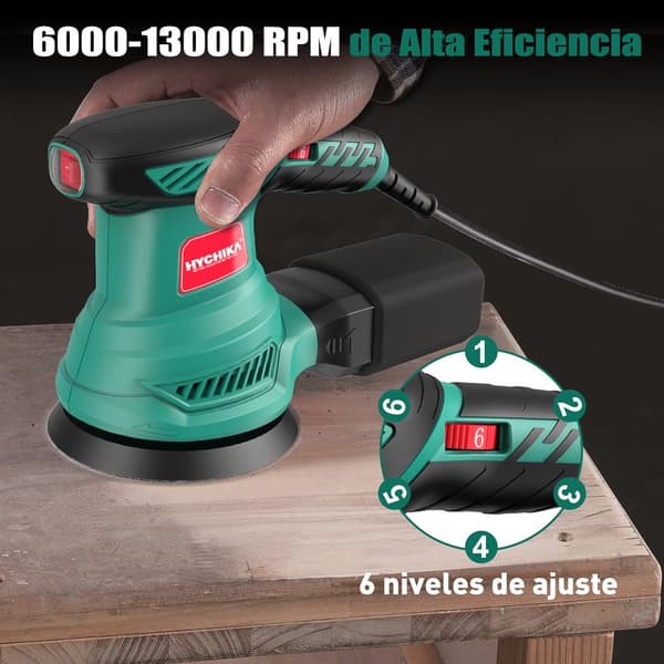 Tilfældig Orbital Slibemaskine, 300W Kraft, 6 Hastigheder, Sort