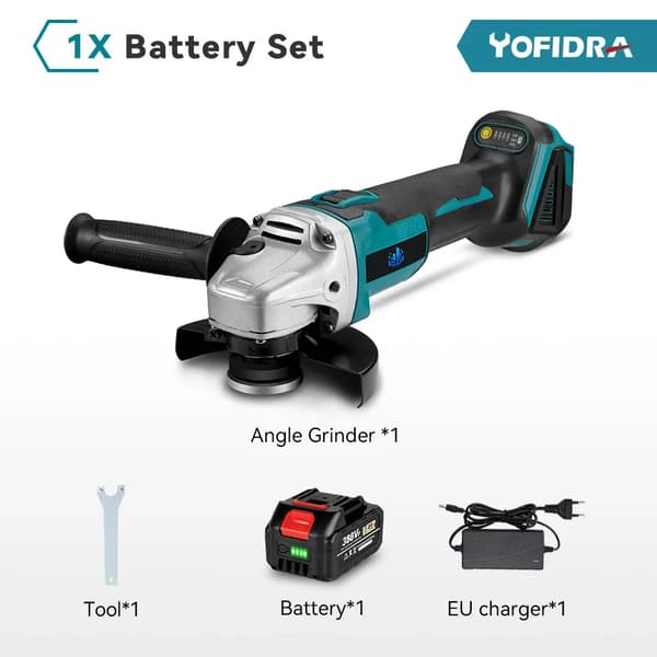 Yofidra Kulmahiomakone, 3000W Teho, 125mm Levyn Halkaisija,1 Akku EU Plug