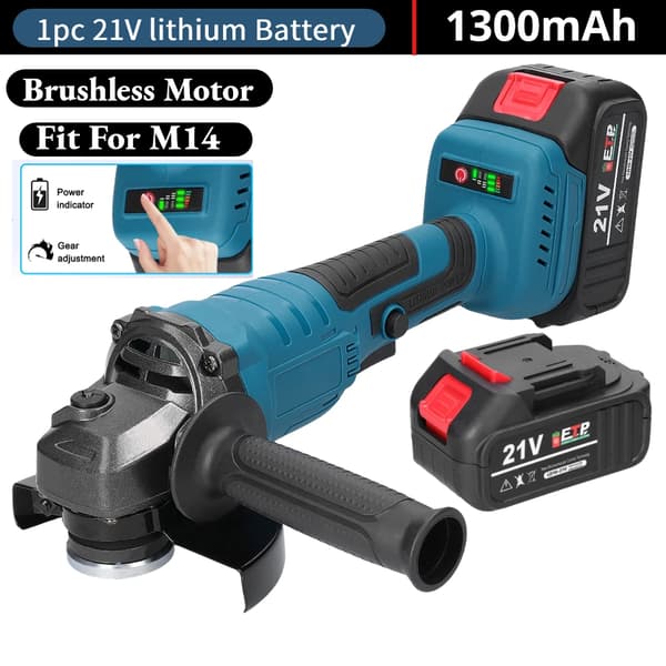 21V Vinkelsliber, Børsteløs Motor, 125mm Skivediameter,1 batteri, EU