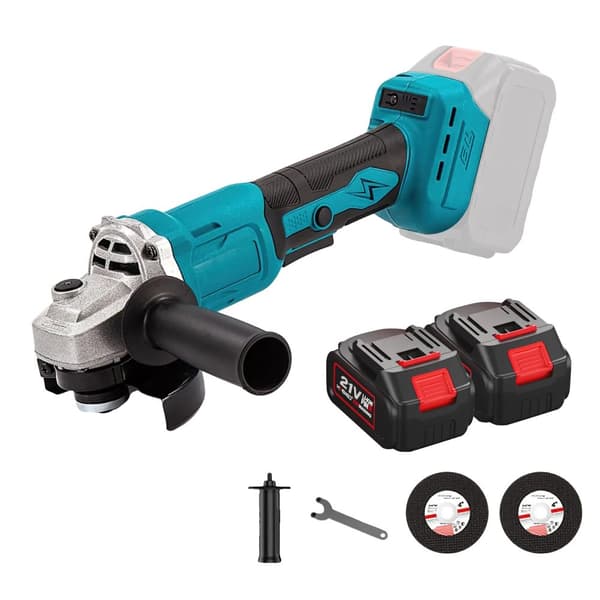 125MM Børsteløs Elektrisk Vinkelsliber, 1000W Effekt, 13000rpm Hastighed,EU, 2*batteri