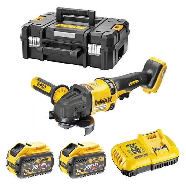 DEWALT 2.0 XR FLEXVOLT 54V 3Ah Li-Ion Borstlös kvarn 125mm - 2 batterier - TSTAK fodral - DCG418X2-QW