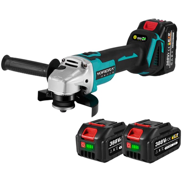 Sladdlös elektrisk vinkelslip kapmaskin 125mm 3000W med 2 batterier （Sågblad ingår ej）