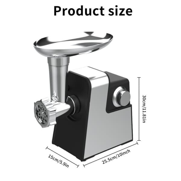 Elektrisk Köttkvarn, Kompakt Design, 400W Effekt, Flera Funktioner,VIT, EU