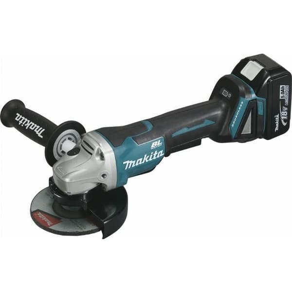 18V 125mm kvarn + 2 5Ah batterier + snabbladdare + MAKPAC box - MAKITA - DGA508RTJ