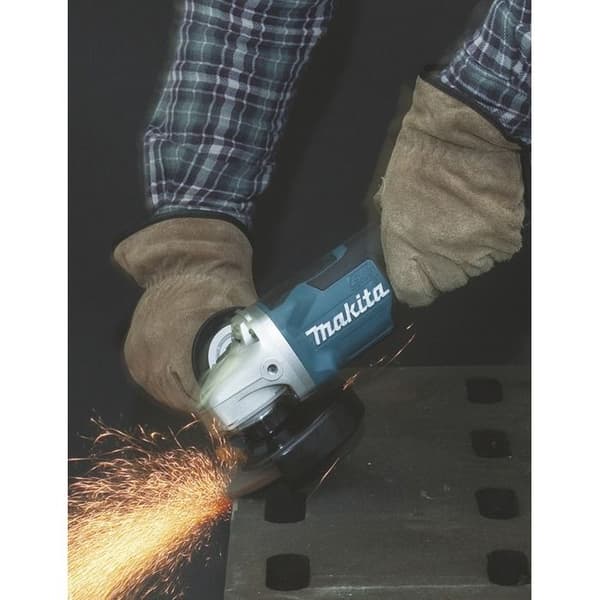 18V 125mm kvarn + 2 5Ah batterier + snabbladdare + MAKPAC box - MAKITA - DGA508RTJ