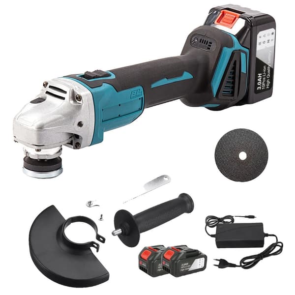 Batteridriven vinkelslip, 18V kraft, 800W, 10 000 varv per minut,100mm 2x Batteri Set, EU