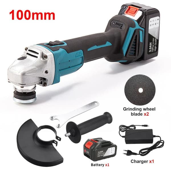 Batteridriven vinkelslip, 18V kraft, 800W, 10 000 varv per minut,EU, 100mm  1x Batteriuppsättning