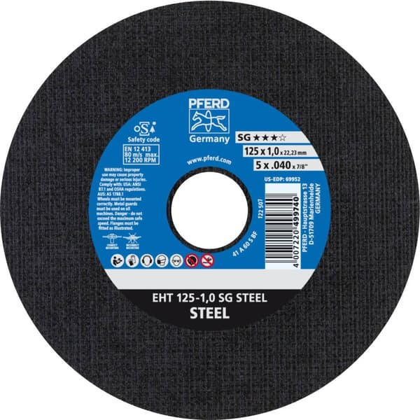 PFERD SG STEEL 61341082 Separationspår rakt 125 mm 22.23 mm 25 st