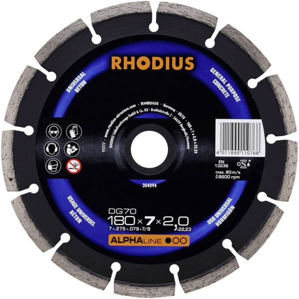 Rhodius 304094 DG70 Diamantkapskiva Diameter 180 mm 1 st