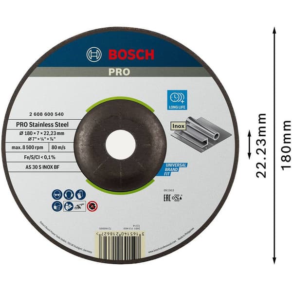 Bosch Accessories 2608600540 Skrubbskiva bockad 180 mm 22.23 mm 1 st
