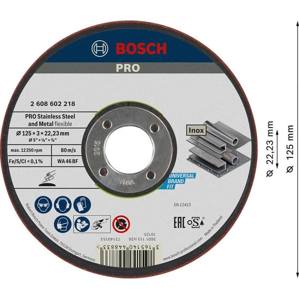 Bosch Accessories 2608602218 Skrubbskiva rak 125 mm 22.23 mm 1 st