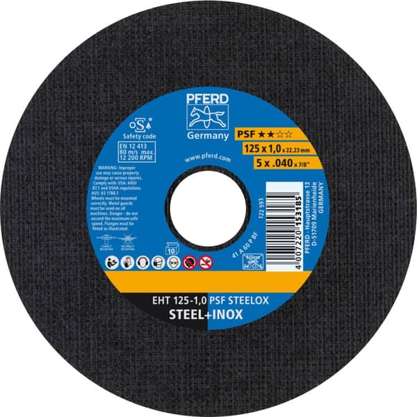 PFERD PSF STEELOX 61721110 Separationspår rakt 125 mm 22.23 mm 1 st