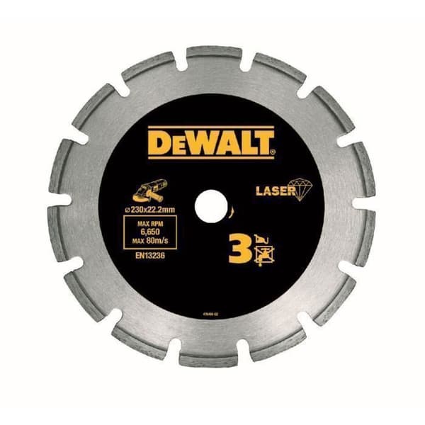 Diamantskivor - DeWALT - 230 mm - Lasersvetsade - Torr användning - Hög kvalitet