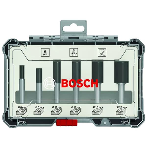 Coffret med 6 raka fräsar med svans på 6 mm Ø12/16/20 mm BOSCH - 2607017465