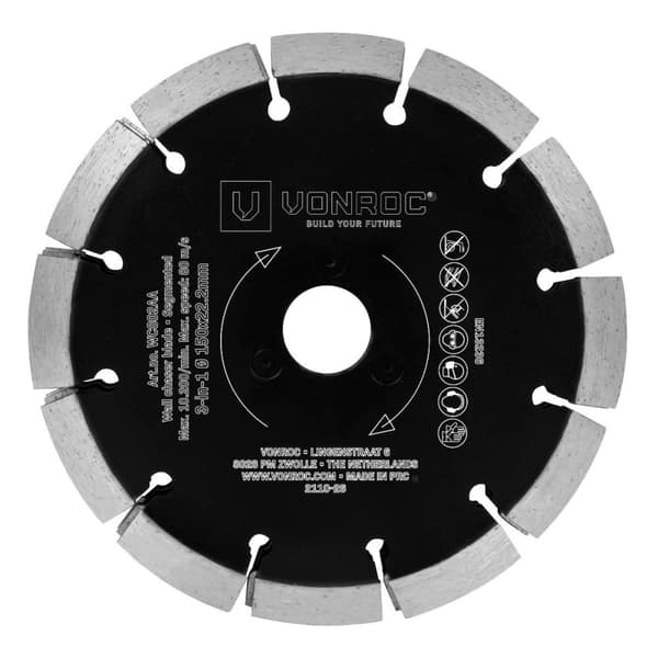 VONROC Diamantklinge - 150x22,2mm | 3-i-1 | Til VONROC PRO Murrillefræser WC503AC