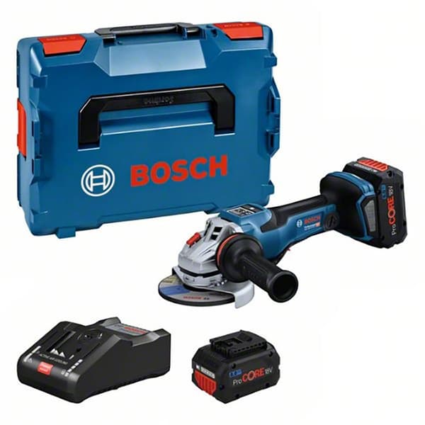 Bosch Professional Kulmahiomakone Gws18v-15psc-125+2xproc 8+gal18-160c+lb Hopeinen