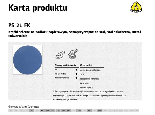 KLINGSPOR SJÄLVHÄFTANDE SLIPSKIVOR 125mm PS21FK, gr 120 / 50 st.