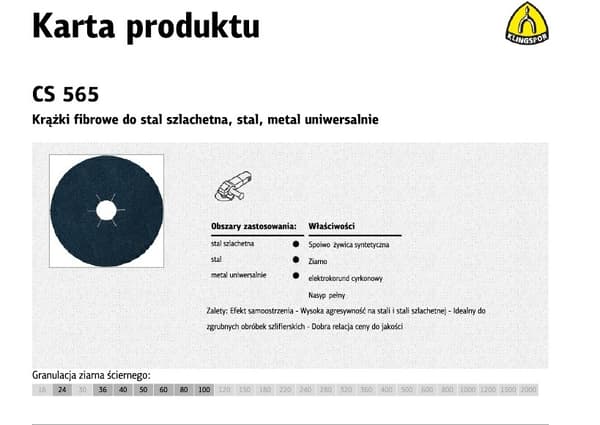 KLINGSPOR FIBER DISC 125mm paksu. 80 CS565 / 25 kpl.