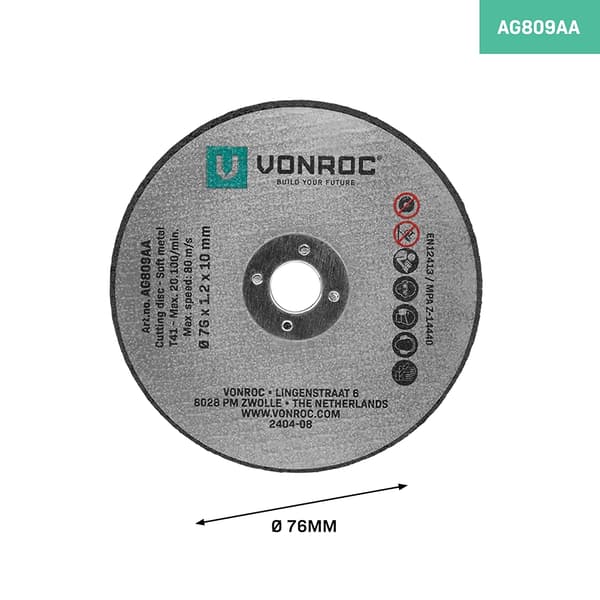 Skärskiveset - Ø 76mm - 12 st - för VONROC AG507DC
