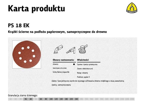 KLINGSPOR SELVKLÆBENDE SLIBENDE SKIVE 125mm PS18EK gr.220 GLS5 8-HULLER/50stk.