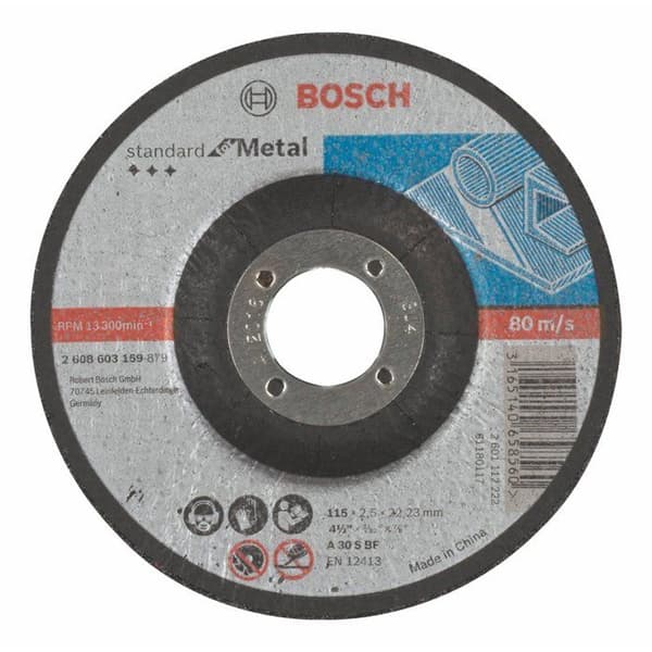 Standard kapskiva för metall, Ø 115 mm, hål 22,23 mm, A 30 S BF, offset