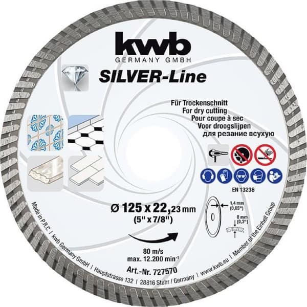 kwb 727570 Diamantkapskiva Diameter 125 mm Borrning Ø 22,23 mm 1 st.