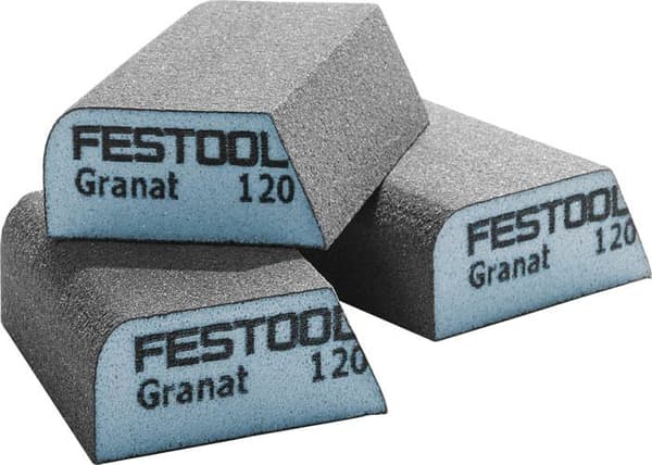 Slipsvamp - FESTOOL - GRANAT - 69x98x26 mm - Korn 120 - Kantig och rundad sida