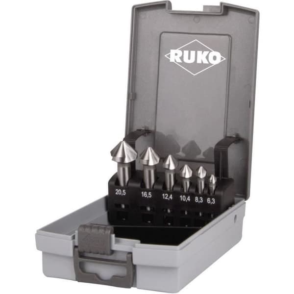 Koniskt försänkningsset - RUKO - 102152RO - 6 delar - HSS - Cylindriskt skaft