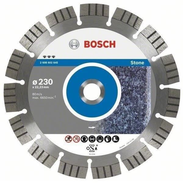 Diamantkapskiva - BOSCH - Bäst för sten - 230 mm - Borrning 22,23 mm - Bredd 2,4 mm