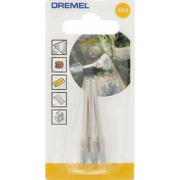 Set med 3 DREMEL 443 borstar (stålspets, Ø 3,2 mm, för rengöring/polering av metaller)