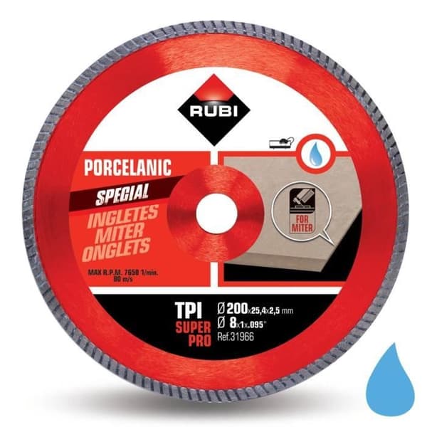 RUBI TPI diamantskiva för fasskärning på porslinsstengods (250 mm)