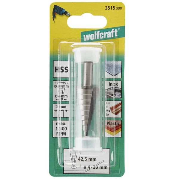 wolfcraft 8 mm inkrementborr 4-20 mm HSS Grå 2515000