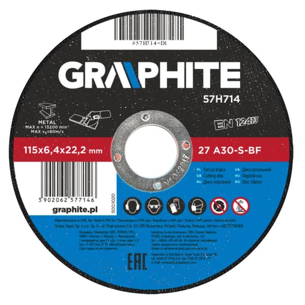 Slibeskive til metal 115 x 6,4 x 22,2 mm, 27 A30-S-BF