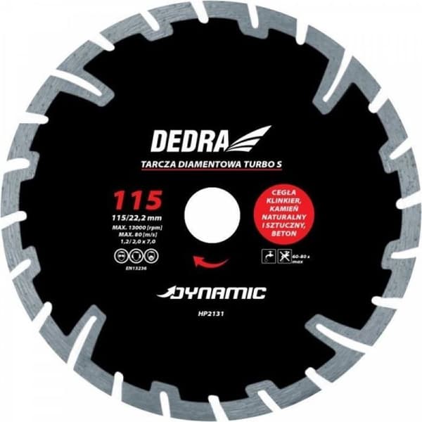 Disque de meuleuse - skivor för kapning Dedra - HP2136 - TURBO S diamant skiva dynamisk 230mm 22,2mm ()