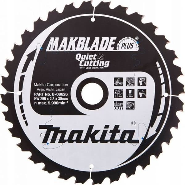 Slip av slipmaskin - skärskiva Makita - B-08626 - CIRCULÄR SÅG FÖR TRÄ 255 x 30mm 32 TÄNDER &gt;&gt;&gt;B-32459