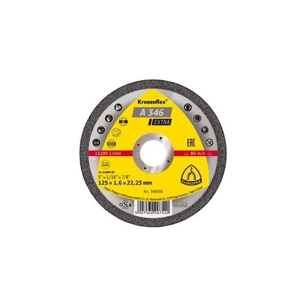 Kapskiva MP EXTRA A 346 D. 125 x 1,6 x 22,23 mm - Rostfritt stål / Metall - 340938 - Klingspor