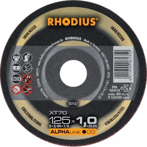 Stål / rostfritt stål kapskiva XT70 125 x 1,0mm ger. Rhodius