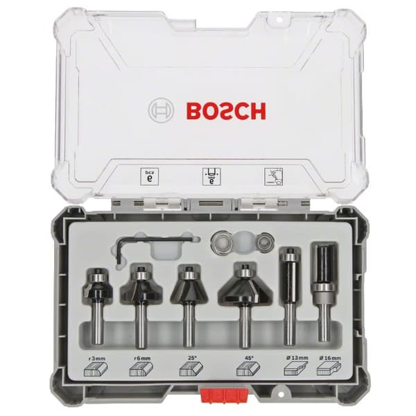 Coffret med 6 frästar för att jämna till/chamfrera/runda av med 6 mm skaft BOSCH - 2607017468