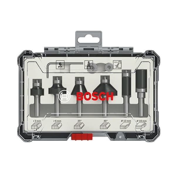 Coffret med 6 frästar för att jämna till/chamfrera/runda av med 6 mm skaft BOSCH - 2607017468
