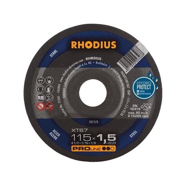 Skärskiva XT67 115 x 1,5mm Rhodius (För 50) - 4011890043288