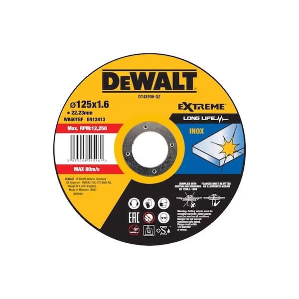 Avskärningsskiva för rostfritt stål extreme - DEWALT - DT43906-QZ - 125 x 1.6 mm