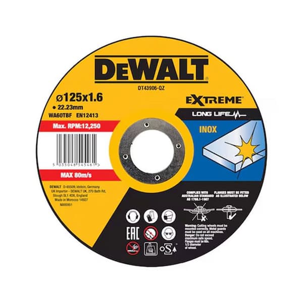 Skivskär - DeWalt - DT43911-QZ - För järnhaltiga metaller - 125 mm - 12 250 varv/min