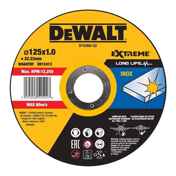 Skivskär - DeWalt - DT43911-QZ - För järnhaltiga metaller - 125 mm - 12 250 varv/min