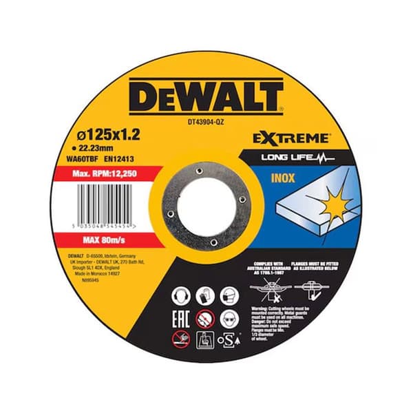 Skivskär - DeWalt - DT43911-QZ - För järnhaltiga metaller - 125 mm - 12 250 varv/min