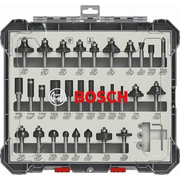 Coffret med 30 blandade fräser med Ø svans på 8 mm BOSCH - 2607017475