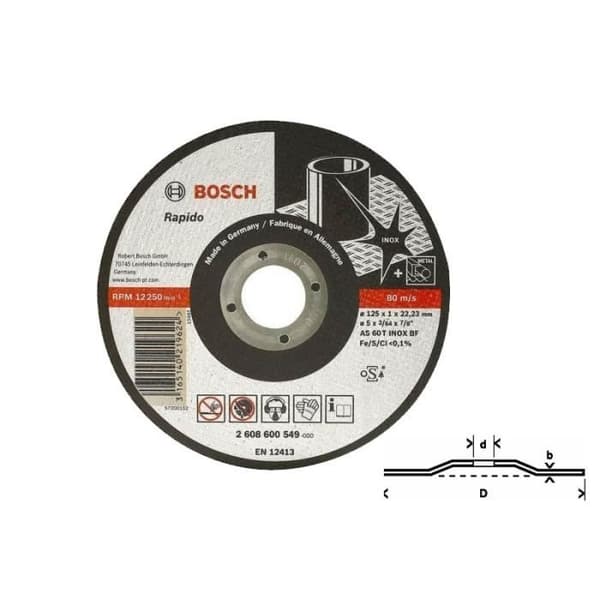 Kapskiva - BOSCH - Expert för Inox - Diameter 180 mm - Tjocklek 1,6 mm - Borrning 22,23 mm