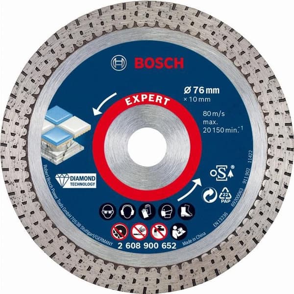 Diamantskärande skiva - BOSCH - Expert HardCeramic - 76x1,5x10mm - Precis skärning - Minskad vibration