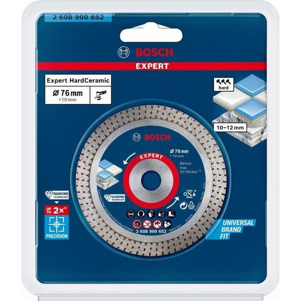 Diamantskärande skiva - BOSCH - Expert HardCeramic - 76x1,5x10mm - Precis skärning - Minskad vibration